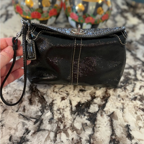 Coach Handbags - Coach Patent Leather Black Wristlet